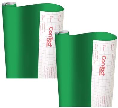 "Con-Tact Brand Creative Covering Adhesive Covering, Green, 18"" x 16 ft, 2 Rolls"