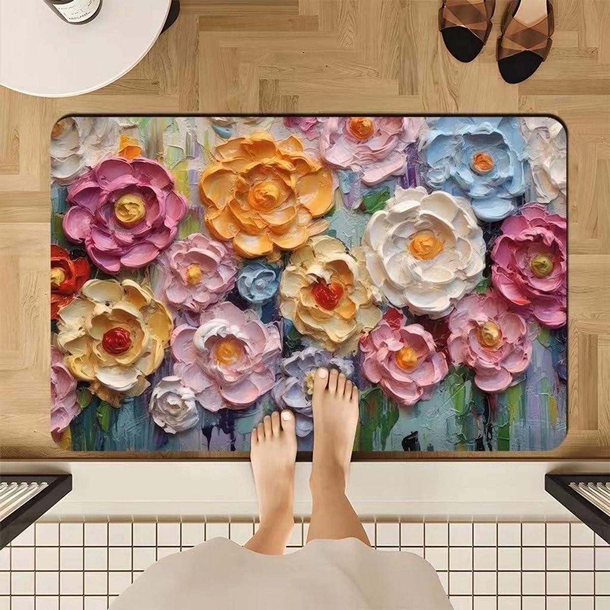 Vintage Bloemen Badmat - Super Zacht en Absorberend Vloerkleed voor de Badkamer