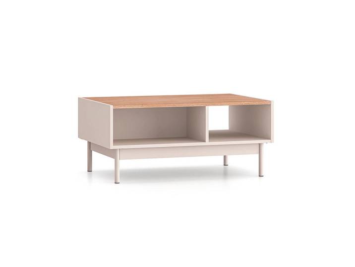 Petits-meubles Couchtisch Connie Kaschmir und Holz, 89.8x40x60 cm, Wohnzimmer, Wohnzimmertische, Couchtische