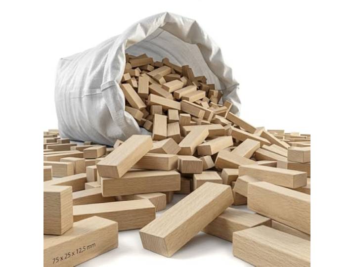 HolzFee Buchenholz Blocksteine Natur - 1000 Stück Holzklötze zum Basteln 75x25x12,5 mm - Bastelholz Holzbausteine für kreative DIY Projekte