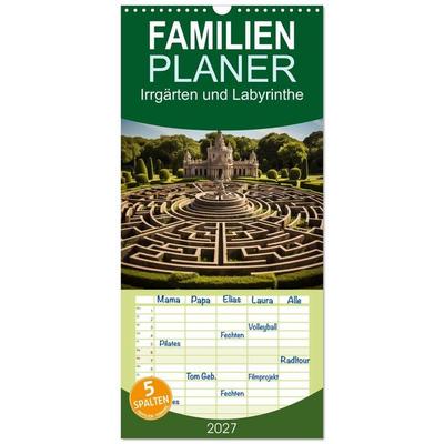 Familienplaner 2027 - Irrgärten und Labyrinthe mit 5 Spalten (Wandkalender, 21 x 45 cm) CALVENDO