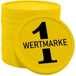 CombiCraft Kunststoff Wertmarken Chips 1 Wertmarke in Gelb- 100 Stück - Ø29 mm