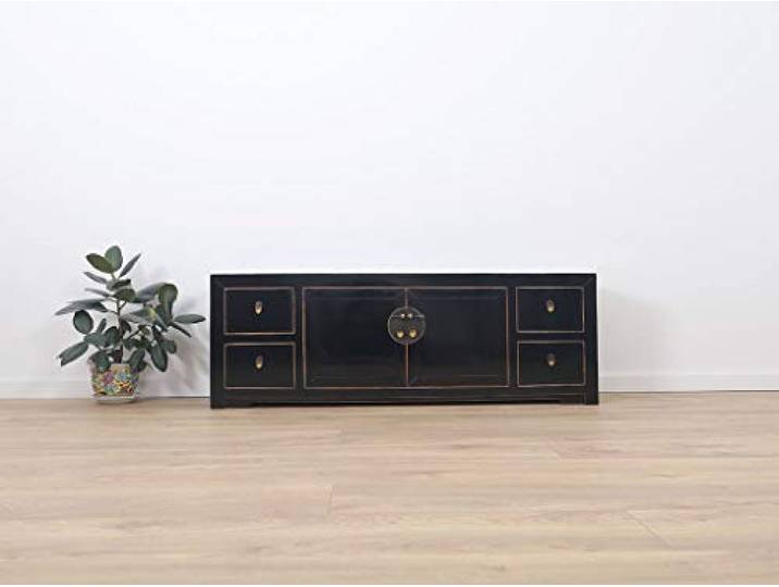 Yajutang chinesisches Sideboard TV Bord 2 Türen 4 Schubladen