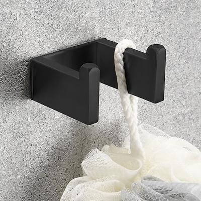 Badezimmer-Accessoire-Set, selbstklebende mattschwarze Edelstahl-Hardware umfasst Kleiderhaken, Handtuchhalter, Handtuchhalter, Toilettenpapierhalter, für Zuhause und Hotel