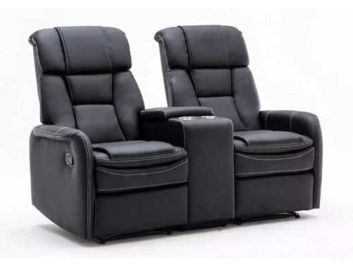 mymai 2er Relaxsessel mit Liegefunktion, Zweisitzer Fernsehsessel 2 Sitzer TV Sessel mit Konsole, Manuell Verstellbar Doppel Kinosessel