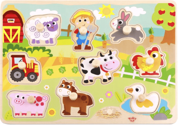 Tooky Toys Wooden Farm Puzzle for Children 18 Months+
