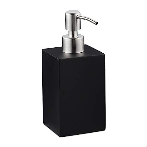 Relaxdays Zeeppompje zwart, 300 ml, vierkant, rvs en polyresin