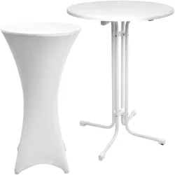 STEHTISCH Sylt Ø 70cm Weiß mit Stella Stehtischhusse Ø 70cm Weiß