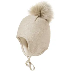 maximo Winter-Strickmütze Glitzer Fake Fur, beige, 49