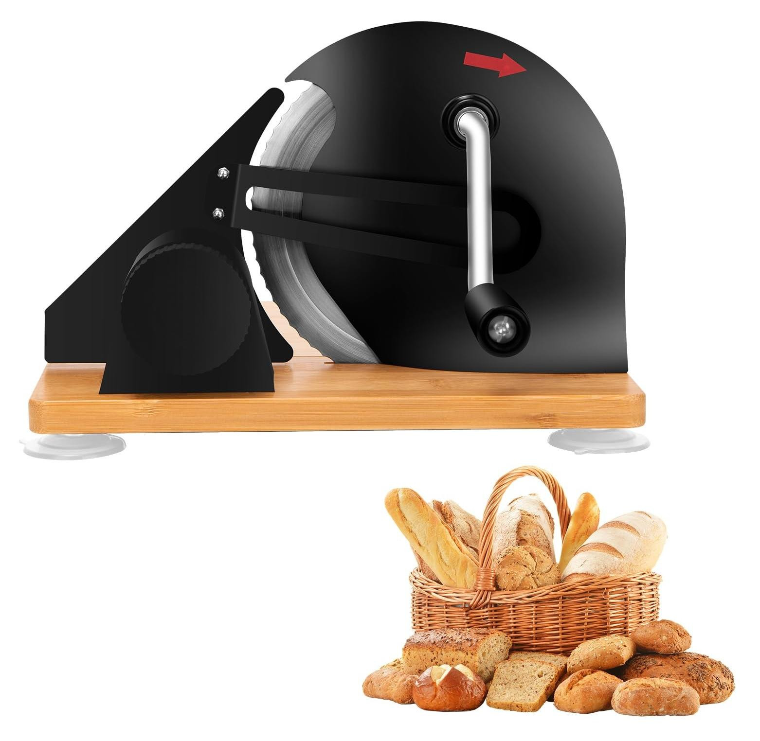 Merkloze handmatige broodsnijder van roestvrij staal met instelbare dikte