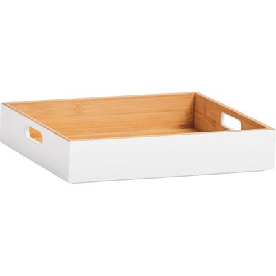 Tablett ZELLER PRESENT, weiß, B:30cm H:6cm T:27cm, Bambus, Tabletts, auch als Aufbewahrungskiste geeignet