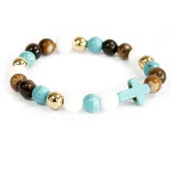 Turquoise Cross / Royal Beads - Gemstone Bracelet