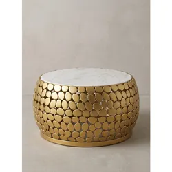 Couchtisch Marmor Gold-Weiß Ø 66x32 cm - DIEMEL   Kadima Design