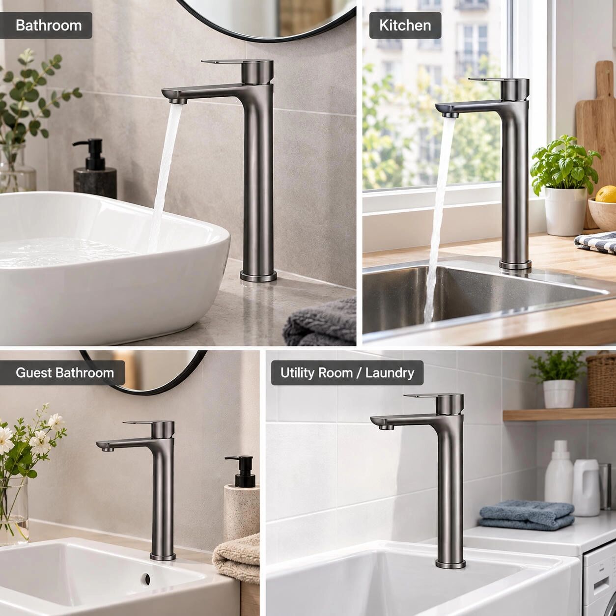 INF Elegante und stilvolle Badezimmerarmatur aus Edelstahl 304 Silber
