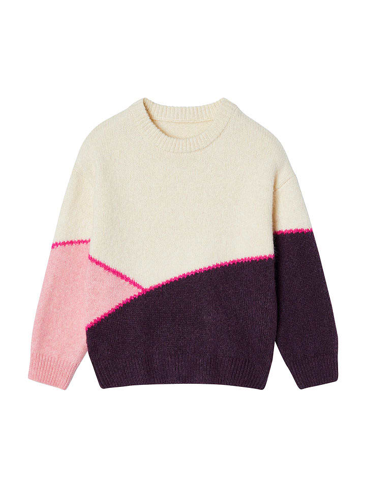 vertbaudet Pullover in Beige/ Aubergine/ Rosa - 104