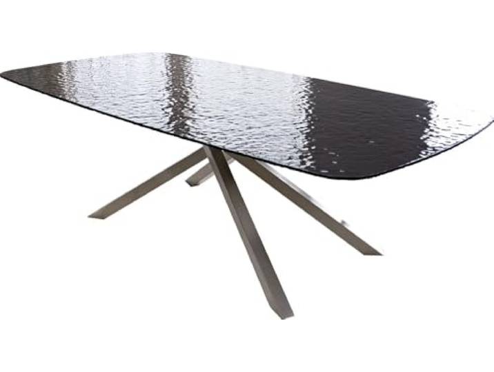 DELIFE Esszimmertisch Edge Boot Reliefglas Rauchschwarz 3D-Design 240x120