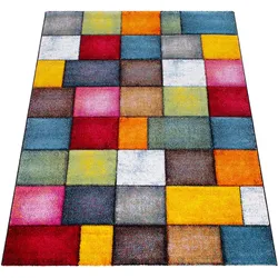 KADIMA DESIGN Teppich Kurzflor Karos Wohnzimmer schmutzabweisend Mehrfarbig Rechteckig 80x150 | 100% Polypropylen | Florhöhe: 12 mm | nur Handreinigung