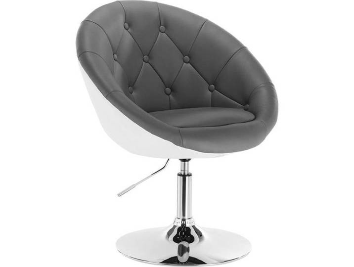 WOLTU Fauteuil de bar Tabouret de bar en similicuir Chaise de loisir rotatif hauteur réglable Gris+Blanc