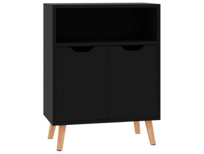 KGFHERENB Sideboard Hochglanz Schwarz 60x30x72 cm Kommode mit 3 Fächern Eleganter Beistellschrank für Wohnzimmer und Flur. Dreistufige Ablage schafft Ordnung für Bücher und Dekoration.