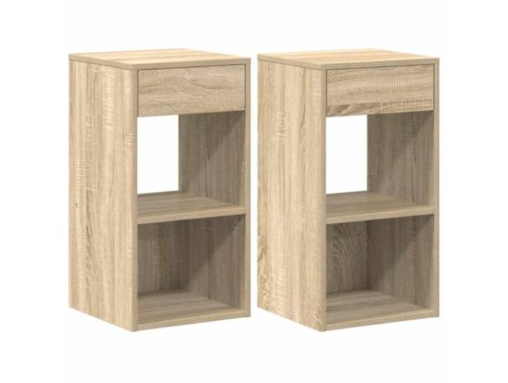fsahslih Nachttisch 2er Set Sonoma-Eiche Holzwerkstoff 35x34x66,5 cm Kompakte Nachtkommode im Doppelpack mit Schublade und Fächern für Ordnung und Komfort direkt am Bett im Schlafzimmer.