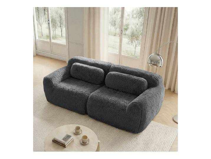Sweiko Sofa 2-Sitzer Sofa, rahmenloses modulares Design,Plüsch, frei kombinierbar, mit Kissen, Schaumstoff, rutschfester Boden