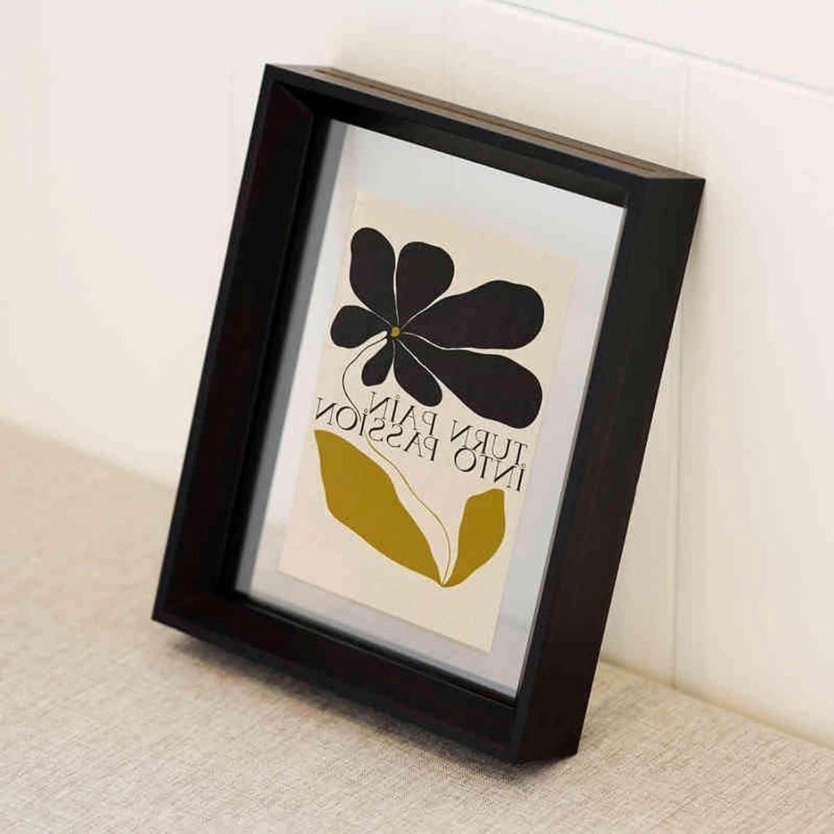 Drijvende Fotolijst Ansichtkaart Frame van Ebbenhout met Dubbelzijdig Glas A4