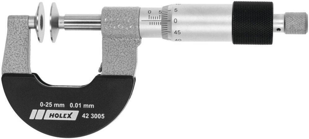 Holex Bügelmessschraube mit Tellermessflächen und nichtdrehender Spindel, Messbereich: 75-100 mm (423005 75-100)