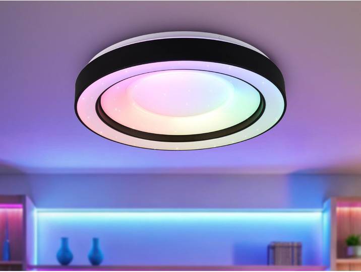 Reality LED Deckenleuchte Arco schwarz matt, Fernbedienung