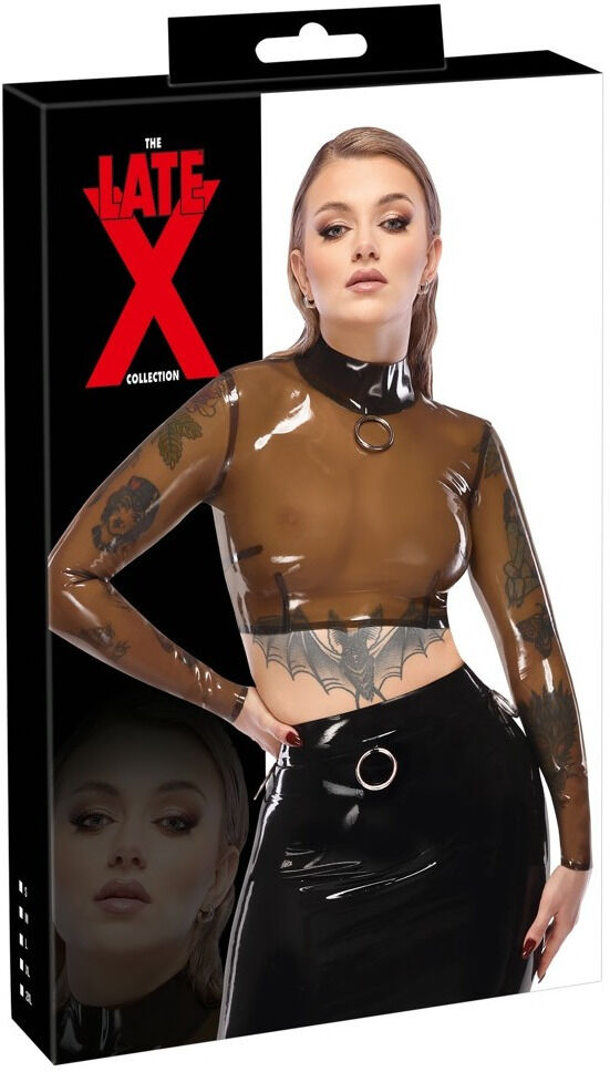 Late X Crop top transparent en latex naturel à manches longues