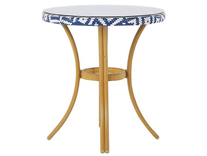 GARTENTISCH Rattan blau/weiß 70 cm Rifreddo