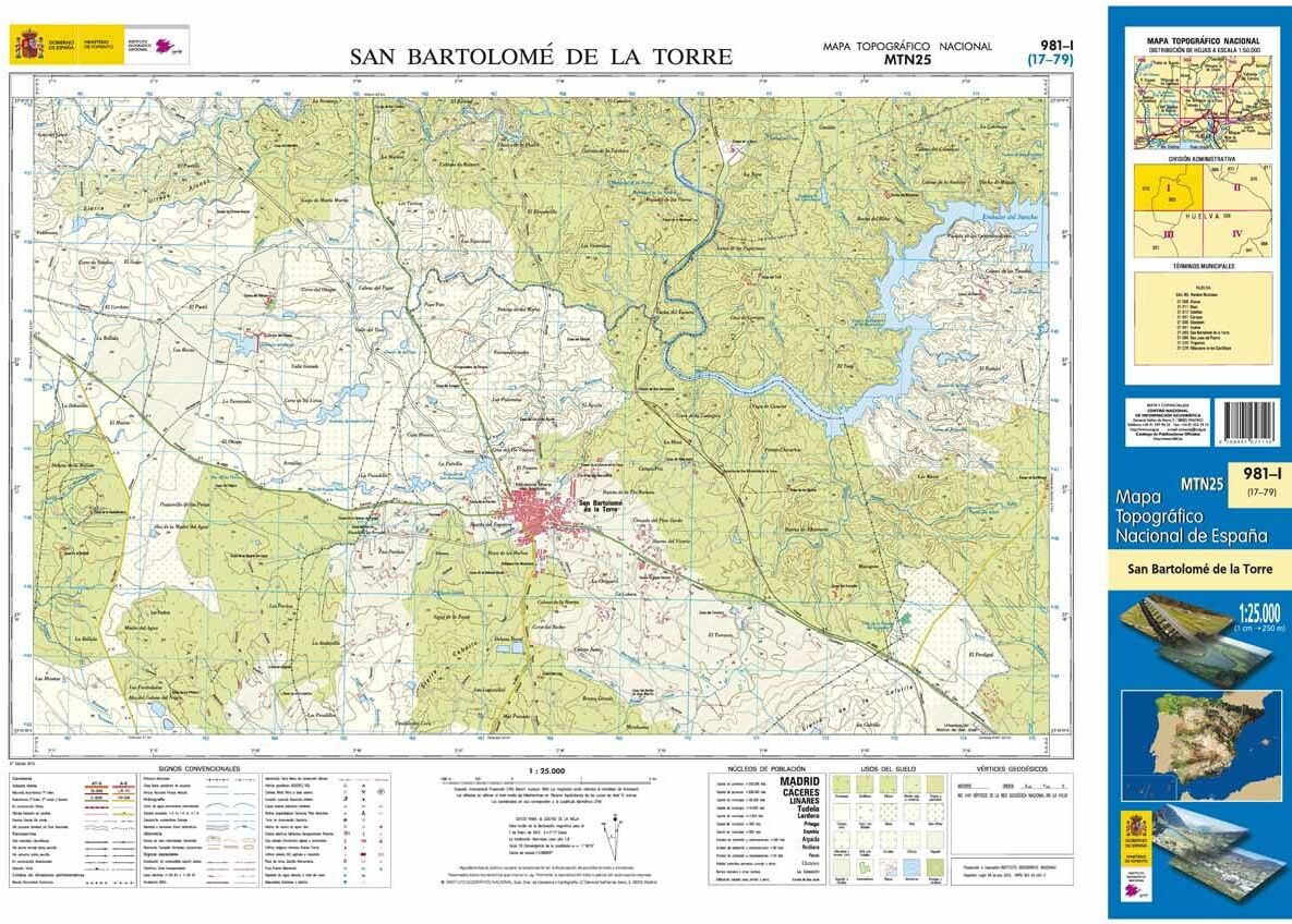 Carte topographique de l'Espagne n° 0981.1 - San Bartolomé de la Torre   CNIG - 1/25 000