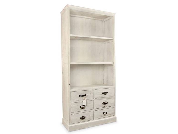 Vaisselier 6 Tiroirs Bois Cerusé Blanc 78x34x168cm - Blanc - Décoration d'Autrefois