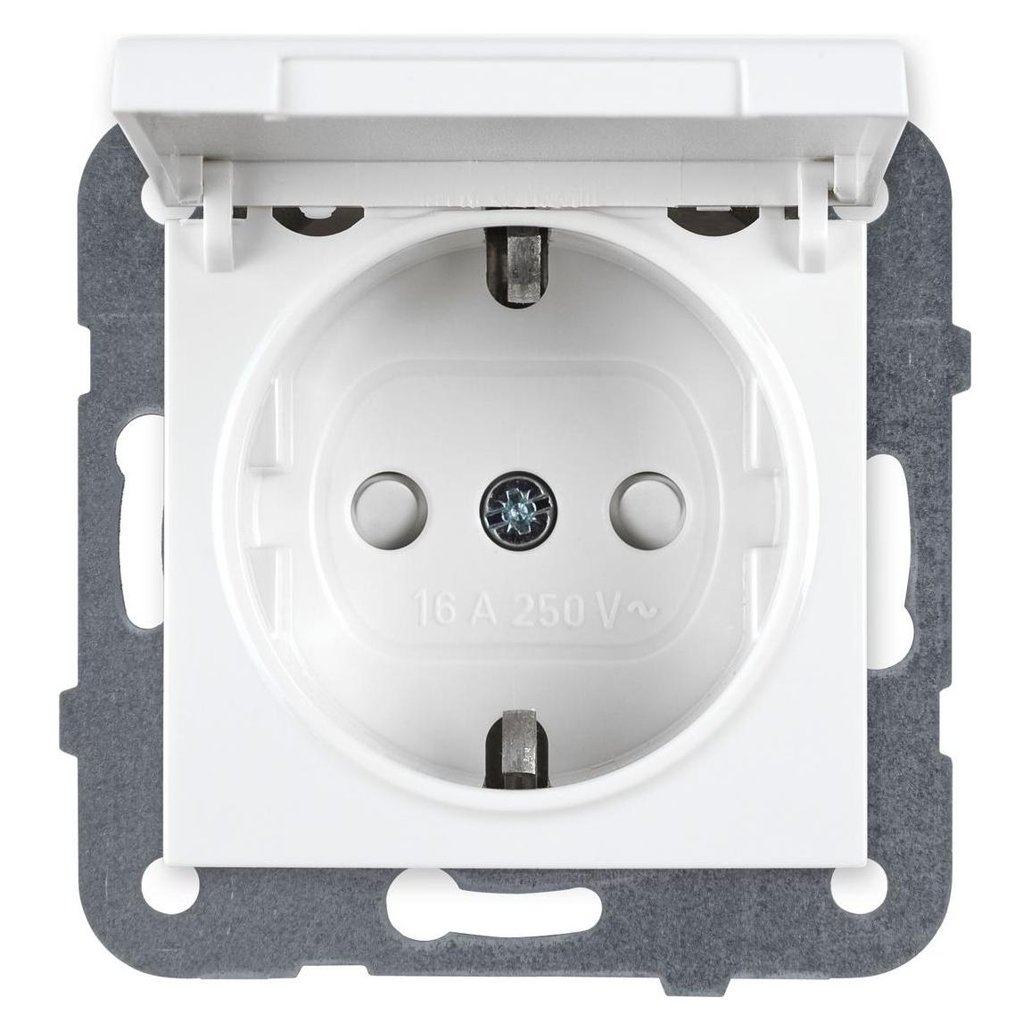 HHG Plus 55 Schutzkontakt- WDTT03102WH Steckdose mit Klappdeckel ähnl. RAL 9003 (WDTT03102WH-EU1)