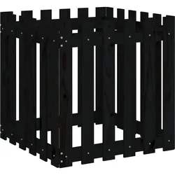 vidaXL Pflanzkübel Lattenzaun-Design Schwarz 60x60x60 cm Kiefernholz