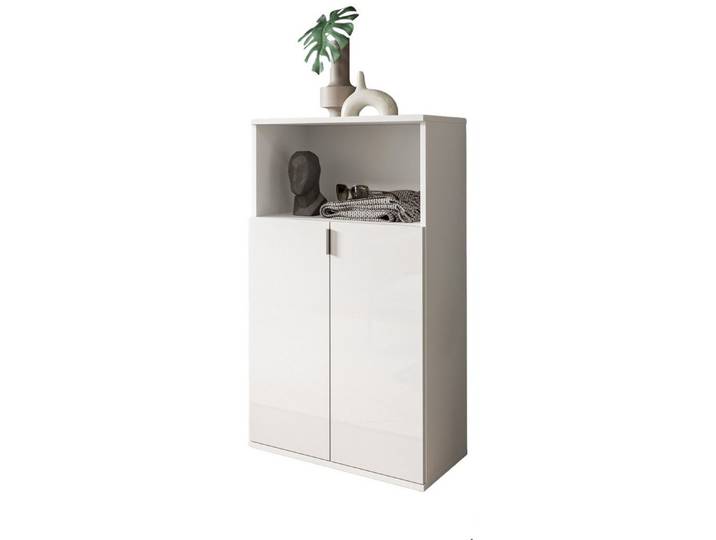 Inn.Furn Kommode SystemX (in weiß Hochglanz, Mehrzweckschrank 61 x 110 cm), mit 6 Fächern
