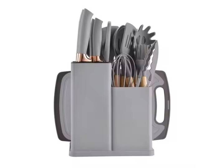 Ensemble de 19 pièces couteaux de cuisine et ustensiles en silicone