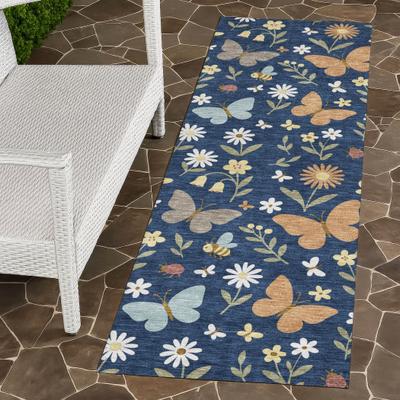 Addison Rugs Machine Washable Indoor/ Outdoor Whimsy Butterfly Chantille Rug