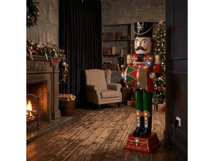 Figurine de noël lumineuse musicale en résine multicolore 38x45x122 cm