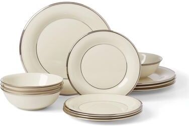 "Lenox Solitaire 12-Piece Dinnerware Set, Service for 4 - 11"" Round"