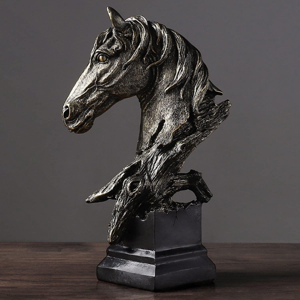 Abstract sculptuur paardenhoofd decoratie zwart