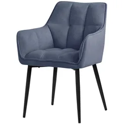 ML-Design Esszimmerstuhl Blau aus Frotteestoff mit dickem gepolsterter Sitz