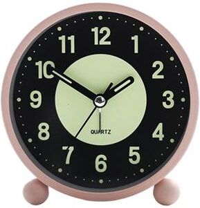 Daily Discovery Glow In The Dark Alarm Clock Silent Bedroom Clock Battery Operated Non Ticking Bedside Clock pink