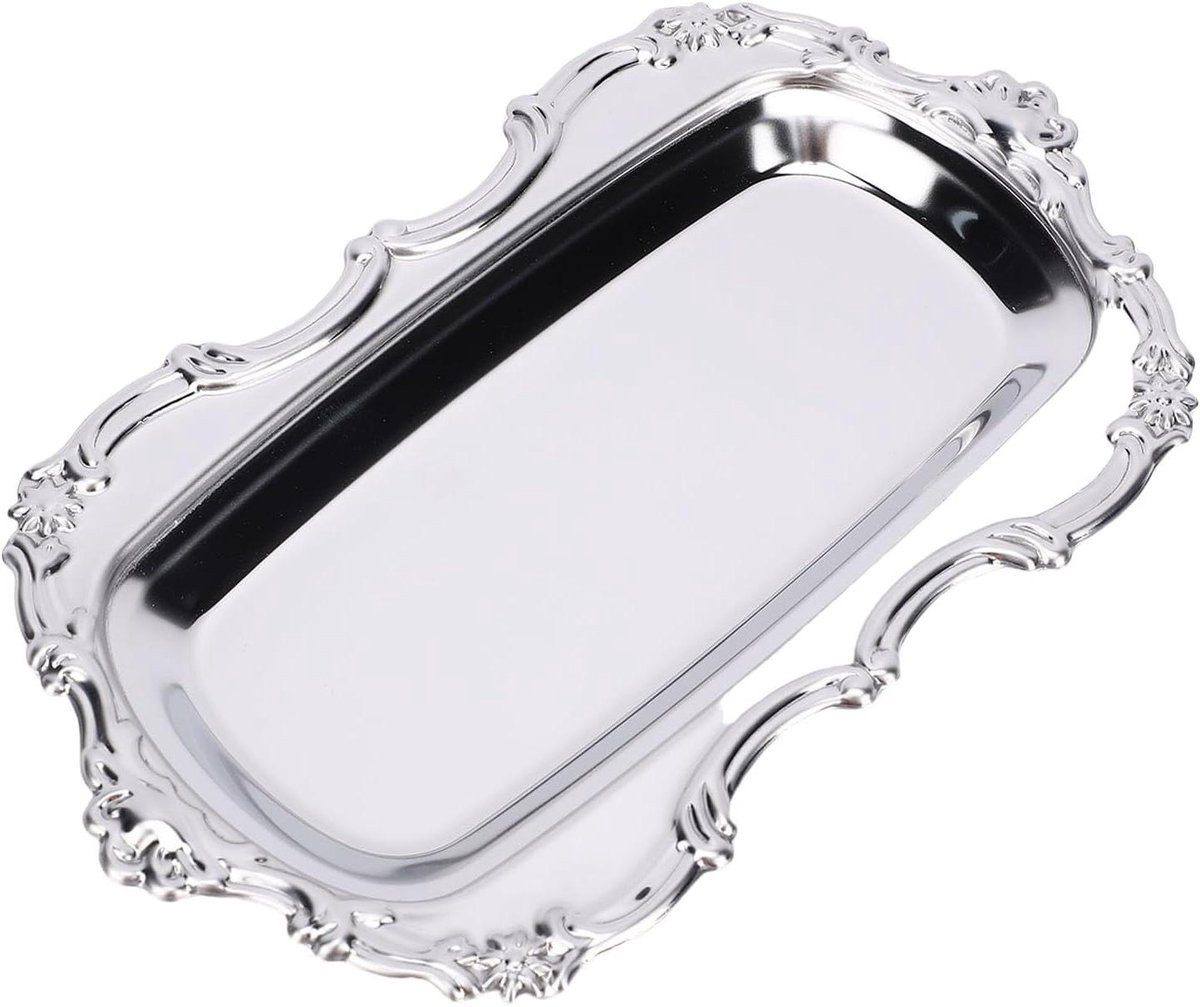 Zilverkleurig Sieradendienblad met Vintage Design - Opbergbakje Organizer - Breedte: 20,5 cm