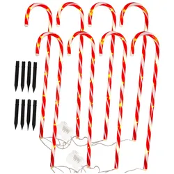 H & S Collection, Weihnachtsbeleuchtung, LED-Gartenstecker Zuckerstange, 8 Stück, rot-weiss, je H 74 cm