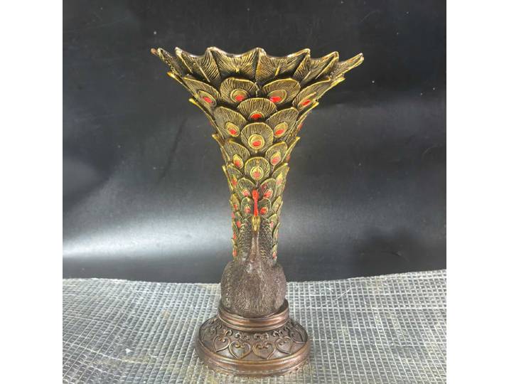 Ornement de vase paon en cuivre doré, décoration d'intérieur, cadeau créatif artisanal