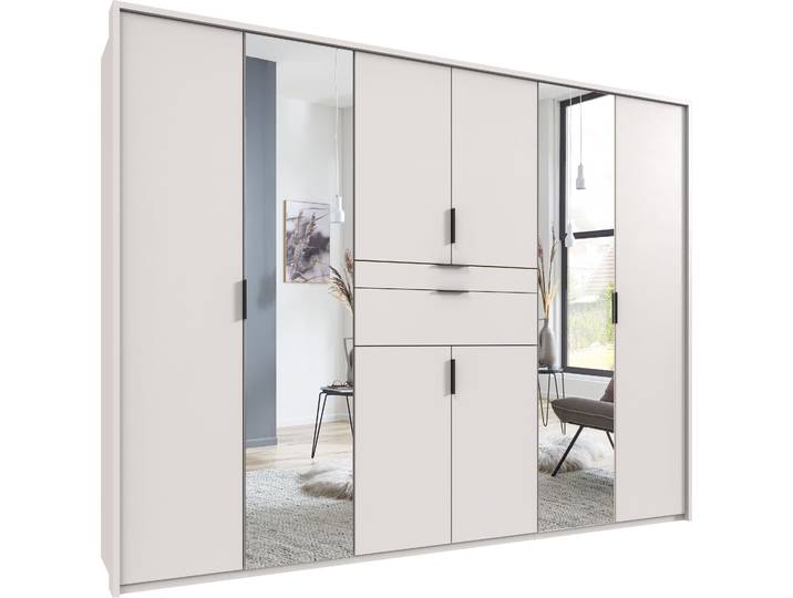 Drehtürenschrank WIMEX Moldau Kleiderschrank mit Spiegel Schlafzimmerschrank , weiss (weiß), B:270cm H:208cm T:58cm, Holzwerkstoff, Schränke, Drehtürenschrank