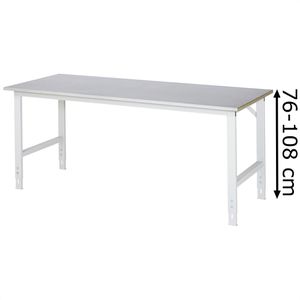 Rau Arbeitstisch Tom, höhenverstellbar, 200 x 76-108 x 80cm, Stahlblech, für Werkstatt