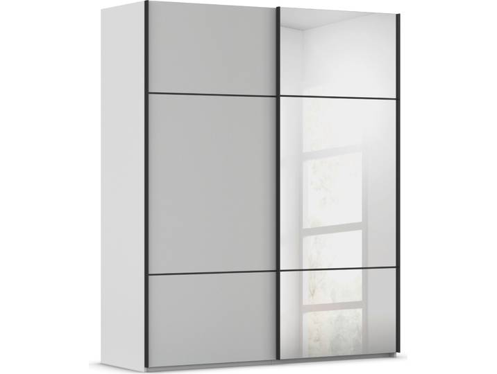 Schwebetürenschrank, Holzwerkstoff, Seidengrau, 181×223×68 cm, Mit Spiegel & 2 Türen, Modern, Rauch