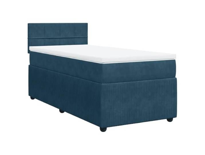 PUGYNBK Boxspringbett, Samt, Blau, 90 x 200 cm Taschenfederkernmatratze, abnehmbarer Matratzenschoner, Lattenrost, atmungsaktive Unterstützung