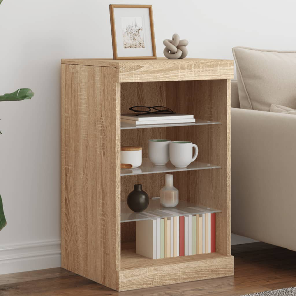 Metro Basima 41 cm W Glass Server Sonoma Oak 67cm H X 41cm W X 37cm D